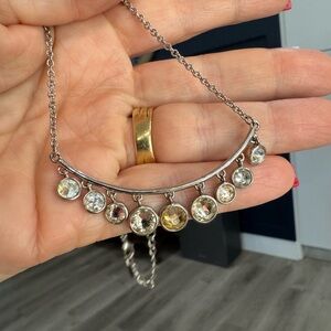 “Touchstone” Necklace with dangling Swarovski Crystals